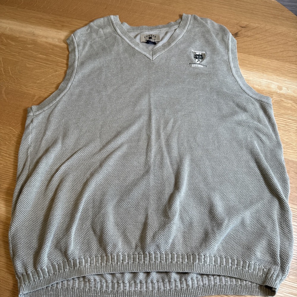 Cutter & Buck Notre Dame,Golf Vest Sweater Light Green Sz Large